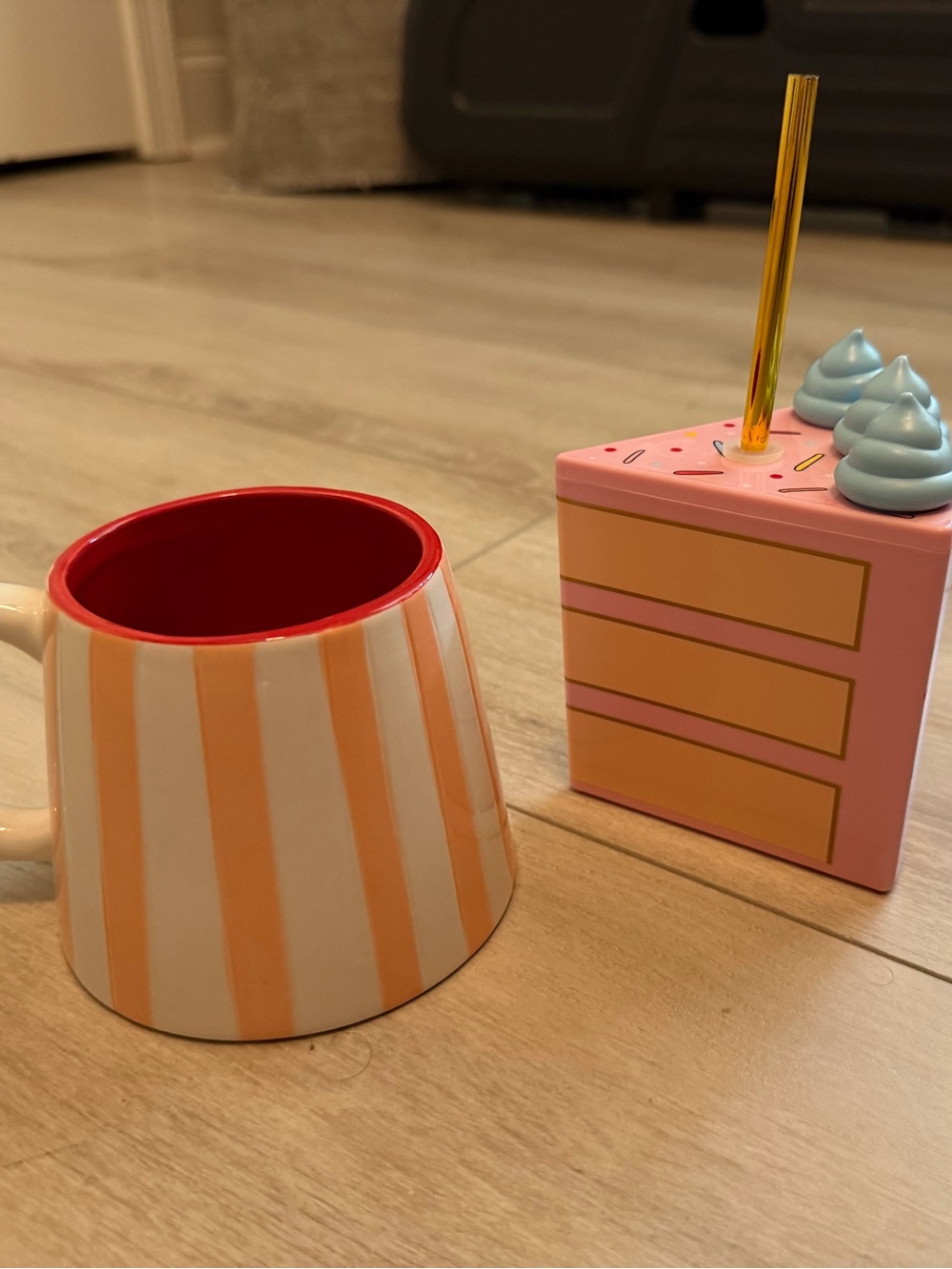 Kids Pink Cake Slice Toy Accessory with Blue Frosting